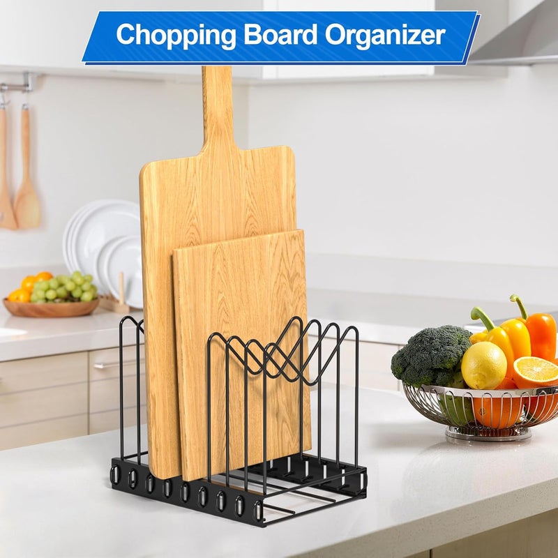 TCJ File Organizer for Desk,Clipboard Stand,Wire Caddy,Chopping Board Organizer,File Folder Holder/Rack,File Sorter,Desktop Record Holder,8 Sections Storage,Anti-Scratch/Rusty,Stable,Adjustable - Image 3